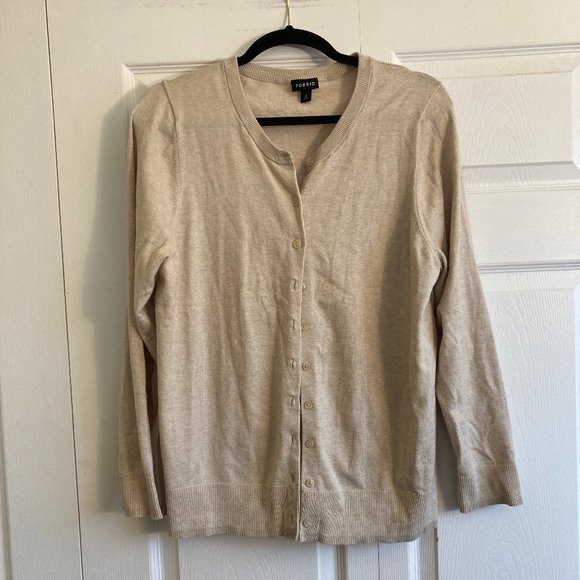 Torrid Knit Sweater Button Down Plus Size Size 2 Tan Beige - Picture 1 of 3